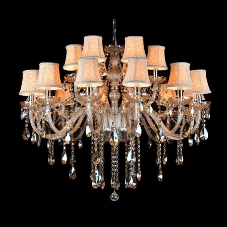 18 Light (12+6) 2 Tiers Cognac Colour Candle Style Crystal Chandelier