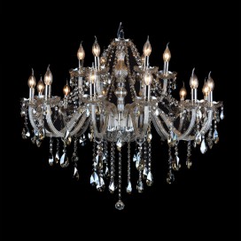 18 Light (12+6) 2 Tiers Cognac Colour Candle Style Crystal Chandelier