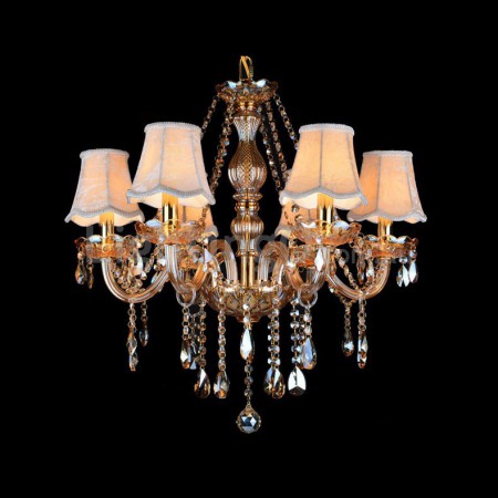 6 Light Amber Candle Style Crystal Chandelier