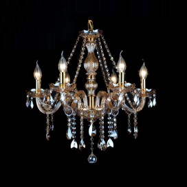 6 Light Amber Candle Style Crystal Chandelier