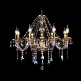 8 Light Amber Candle Style Crystal Chandelier