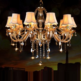 10 Light Amber Candle Style Crystal Chandelier