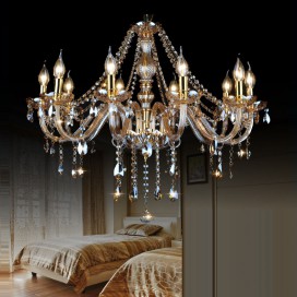 10 Light Amber Candle Style Crystal Chandelier