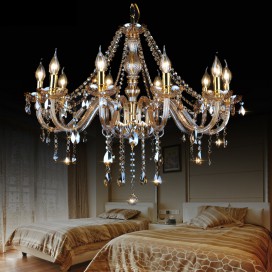 10 Light Amber Candle Style Crystal Chandelier