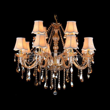 12 Light (8+4) 2 Tiers Amber Candle Style Crystal Chandelier