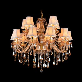 15 Light (10+5) 2 Tiers Amber Candle Style Crystal Chandelier