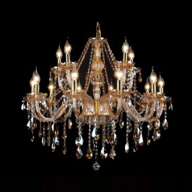 15 Light (10+5) 2 Tiers Amber Candle Style Crystal Chandelier