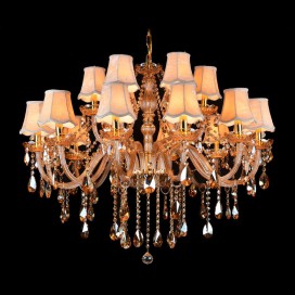 18 Light (12+6) 2 Tiers Amber Candle Style Crystal Chandelier