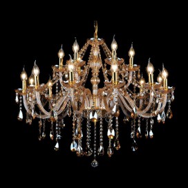 18 Light (12+6) 2 Tiers Amber Candle Style Crystal Chandelier