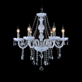 6 Light White Candle Style Crystal Chandelier