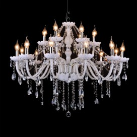 18 Light (12+6) 2 Tiers White Candle Style Crystal Chandelier