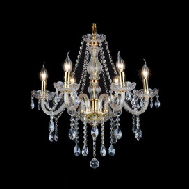 6 Light Gold Luxurious Candle Style Crystal Chandelier