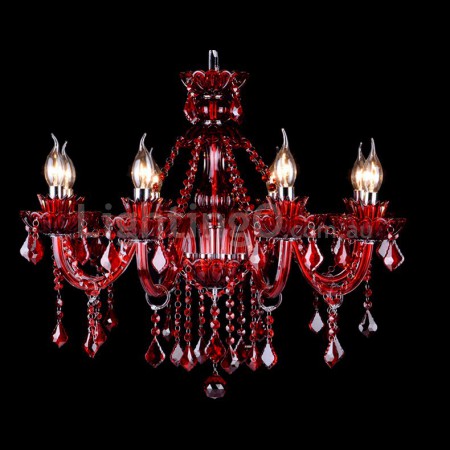 8 Light Red Candle Style Crystal Chandelier