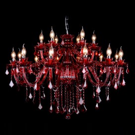 18 Light (12+6) 2 Tiers Red Candle Style Crystal Chandelier