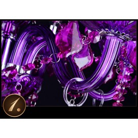 6 Light Purple Candle Style Crystal Chandelier