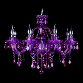 8 Light Purple Candle Style Crystal Chandelier