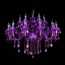 18 Light (12+6) 2 Tiers Purple Candle Style Crystal Chandelier