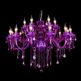 18 Light (12+6) 2 Tiers Purple Candle Style Crystal Chandelier