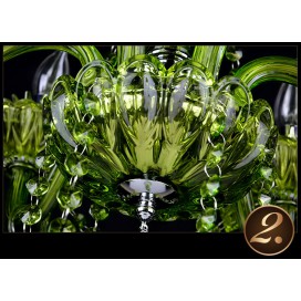 6 Light Dark Green Candle Style Crystal Chandelier