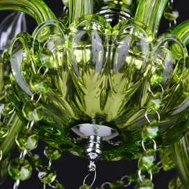 6 Light Dark Green Candle Style Crystal Chandelier