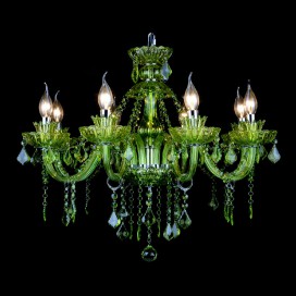 8 Light Dark Green Candle Style Crystal Chandelier