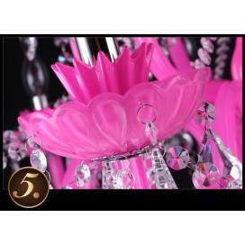 6 Light Pink Candle Style Crystal Chandelier