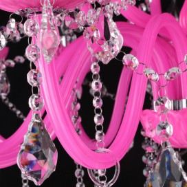 6 Light Pink Candle Style Crystal Chandelier