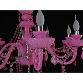 8 Light Pink Candle Style Crystal Chandelier