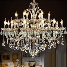 18 Light (12+6) 2 Tiers Cognac Colour Candle Style Crystal Chandelier