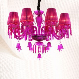 8 Light Purple Candle Style Crystal Chandelier