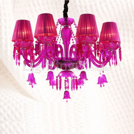 8 Light Purple Candle Style Crystal Chandelier