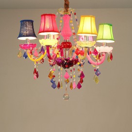 18 Light (12+6) 2 Tiers Multi Colours Kids Room Candle Style Crystal Chandelier