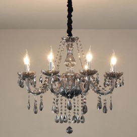 8 Light Modern Gray Candle Style Crystal Chandelier