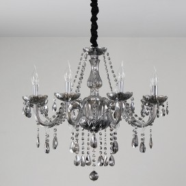 8 Light Modern Gray Candle Style Crystal Chandelier