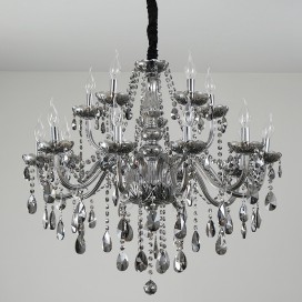 15 Light (10+5) 2 Tiers Modern Gray Candle Style Crystal Chandelier