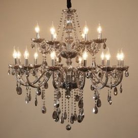 18 Light (12+6) 2 Tiers Modern Gray Candle Style Crystal Chandelier