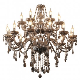 18 Light (12+6) 2 Tiers Modern Gray Candle Style Crystal Chandelier