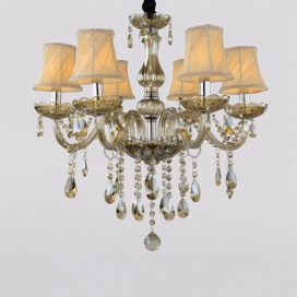 Modern Cognac Colour Candle Style Crystal Chandelier