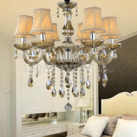 Modern Cognac Colour Candle Style Crystal Chandelier