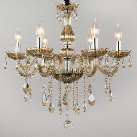 Modern Cognac Colour Candle Style Crystal Chandelier