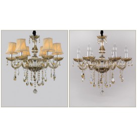 Modern Cognac Colour Candle Style Crystal Chandelier