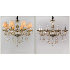 Modern Cognac Colour Candle Style Crystal Chandelier