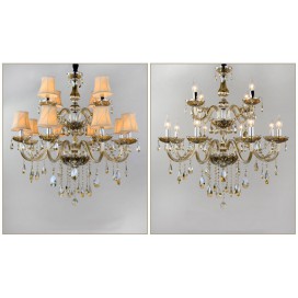 Modern Cognac Colour Candle Style Crystal Chandelier