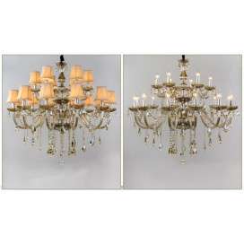 Modern Cognac Colour Candle Style Crystal Chandelier