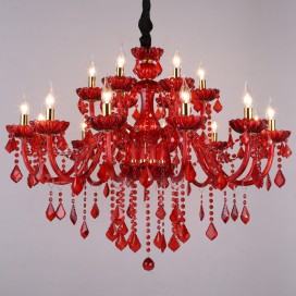 18 Light (12+6) 2 Tiers Red Candle Style Crystal Chandelier