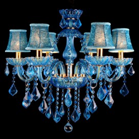 6 Light Blue Candle Style Crystal Chandelier