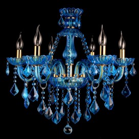 6 Light Blue Candle Style Crystal Chandelier