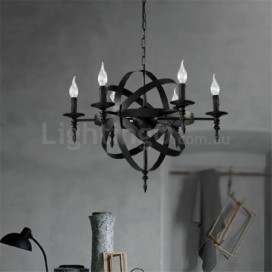 6 Light Single Tier Retro Vintage Metal Chandelier