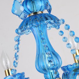 6 Light Blue Candle Style Crystal Chandelier