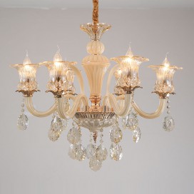 6 Light Champagne Candle Style Crystal Chandelier